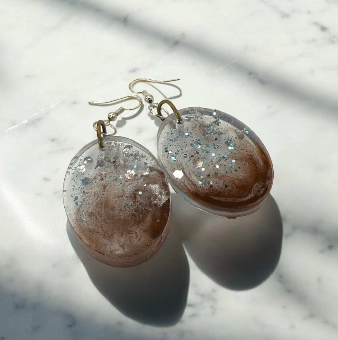 Brown Silver Foil Blend Oval