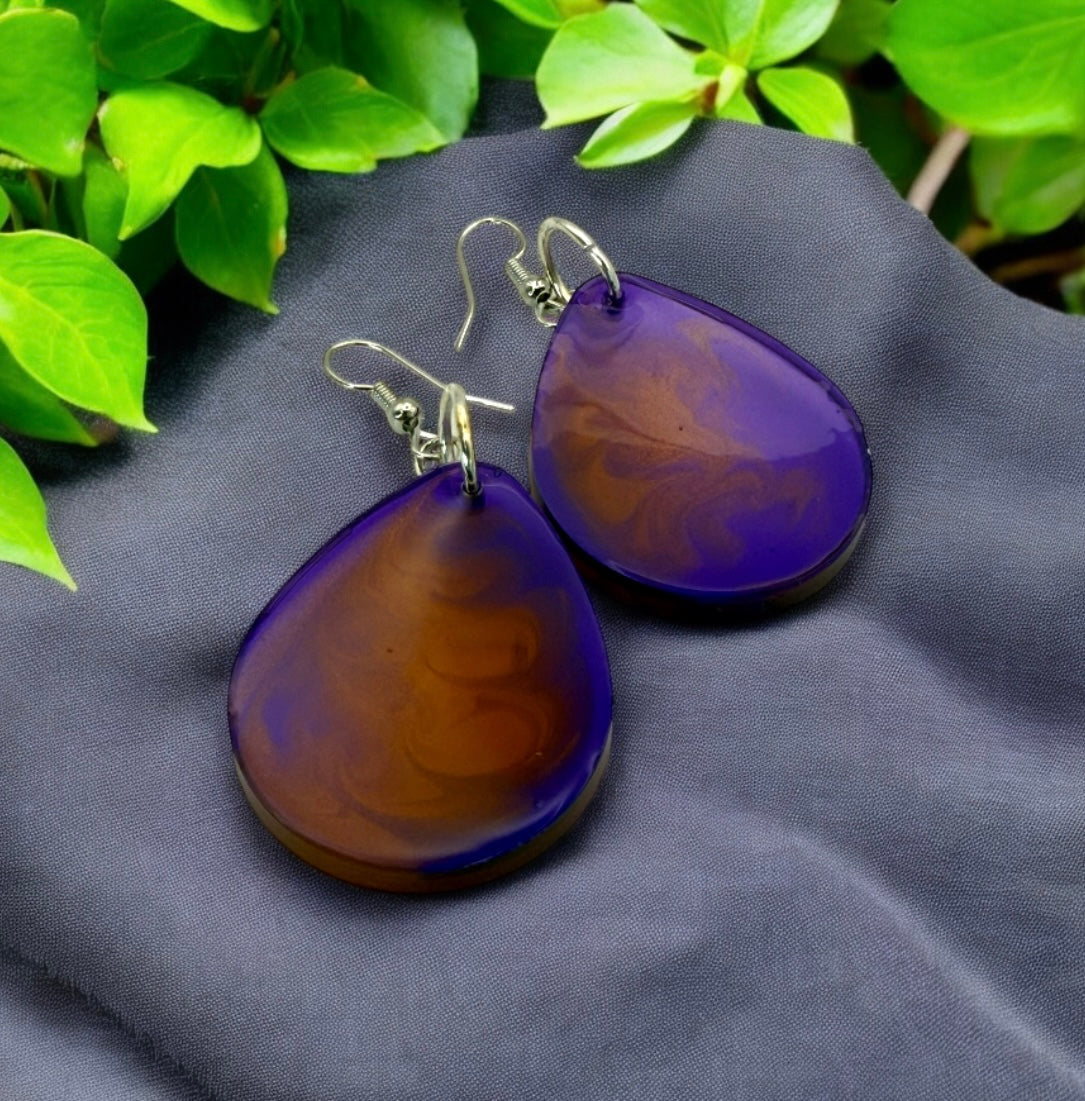 Purple Orange Swirl Drop Oval