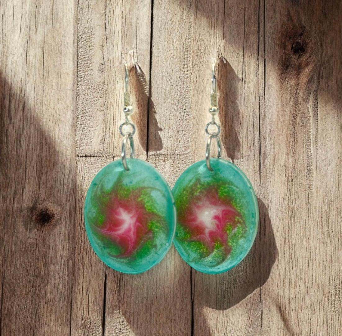 Green Pink Spiral Oval