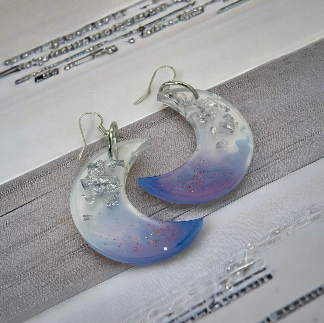Light Purple Blue Silver Foil Crescent