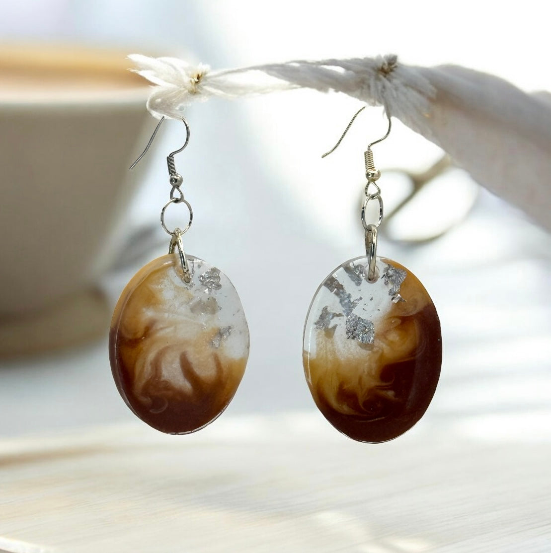 Coffee Swirl Foil Oval