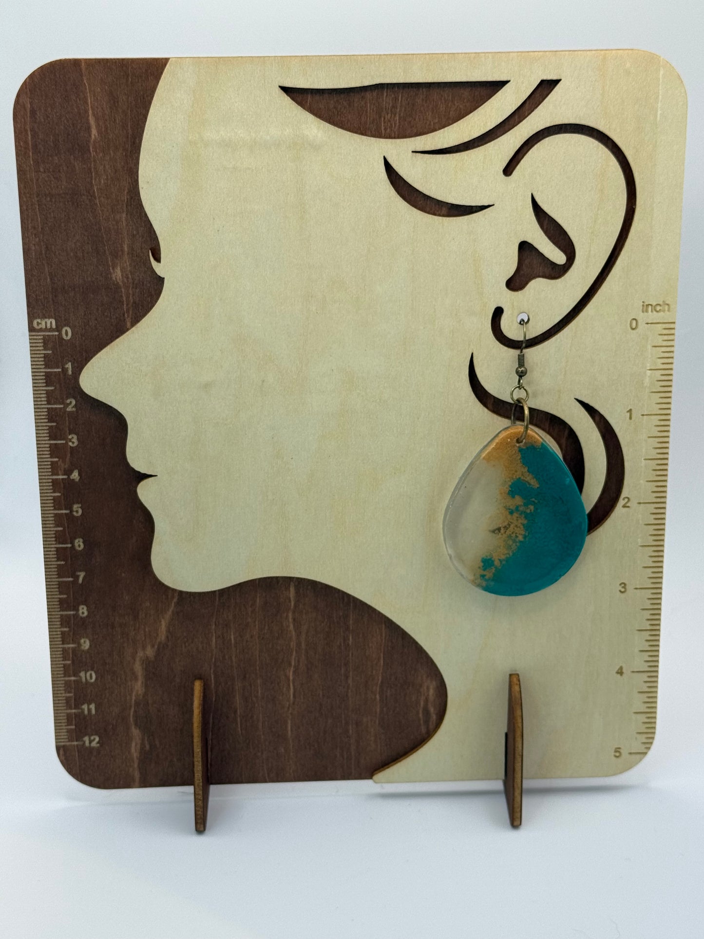 Teal Beige Blend Drop Oval