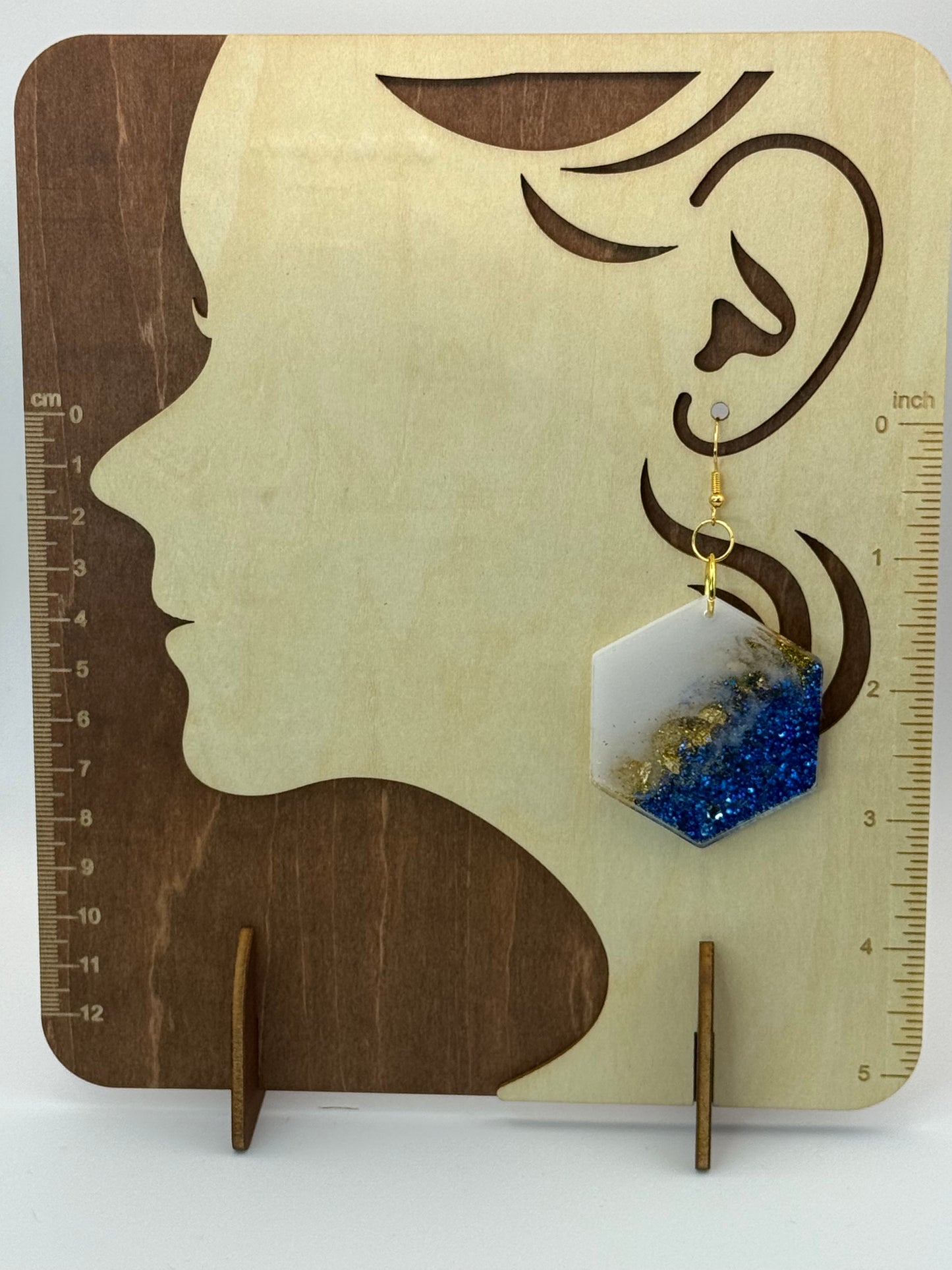 Blue Sparkle Gold Foil Hexagon
