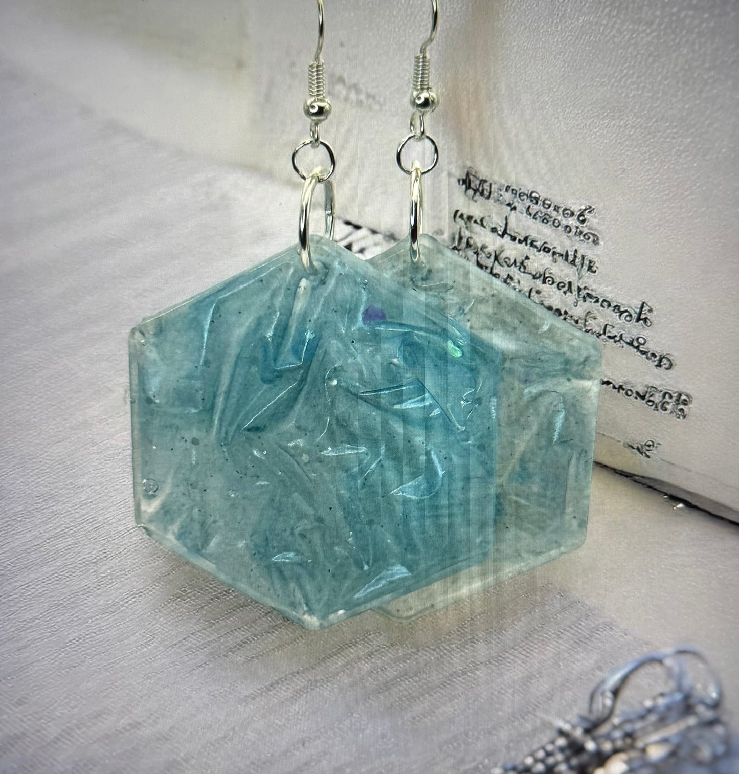 Blue Silver Crinkled Hexagon