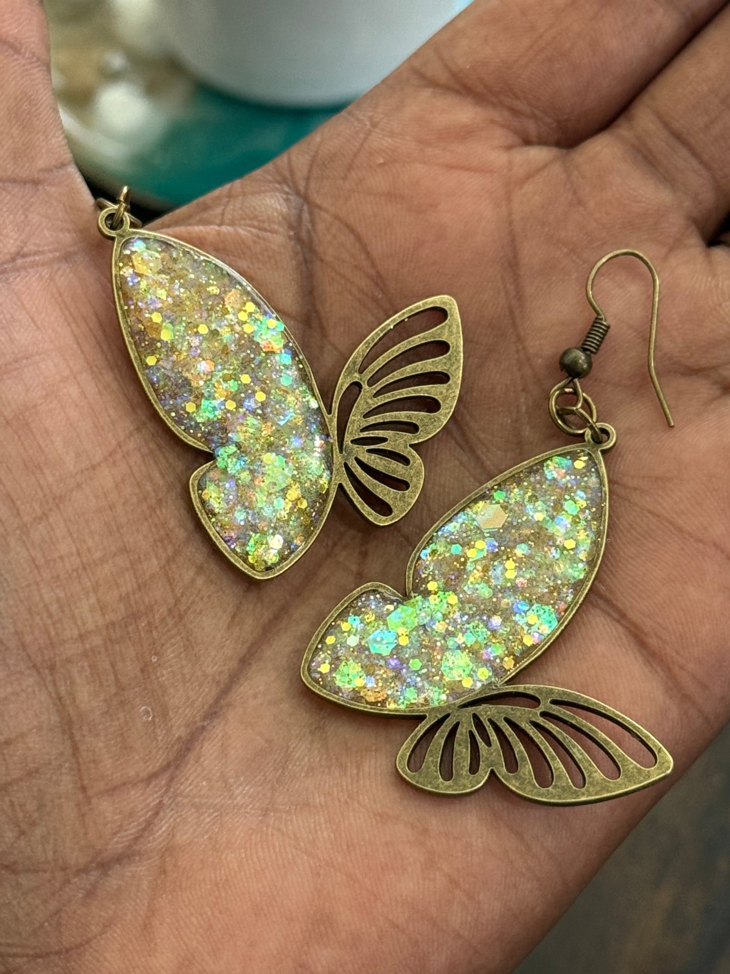 Open Bezel Butterfly Bronze Sparkle