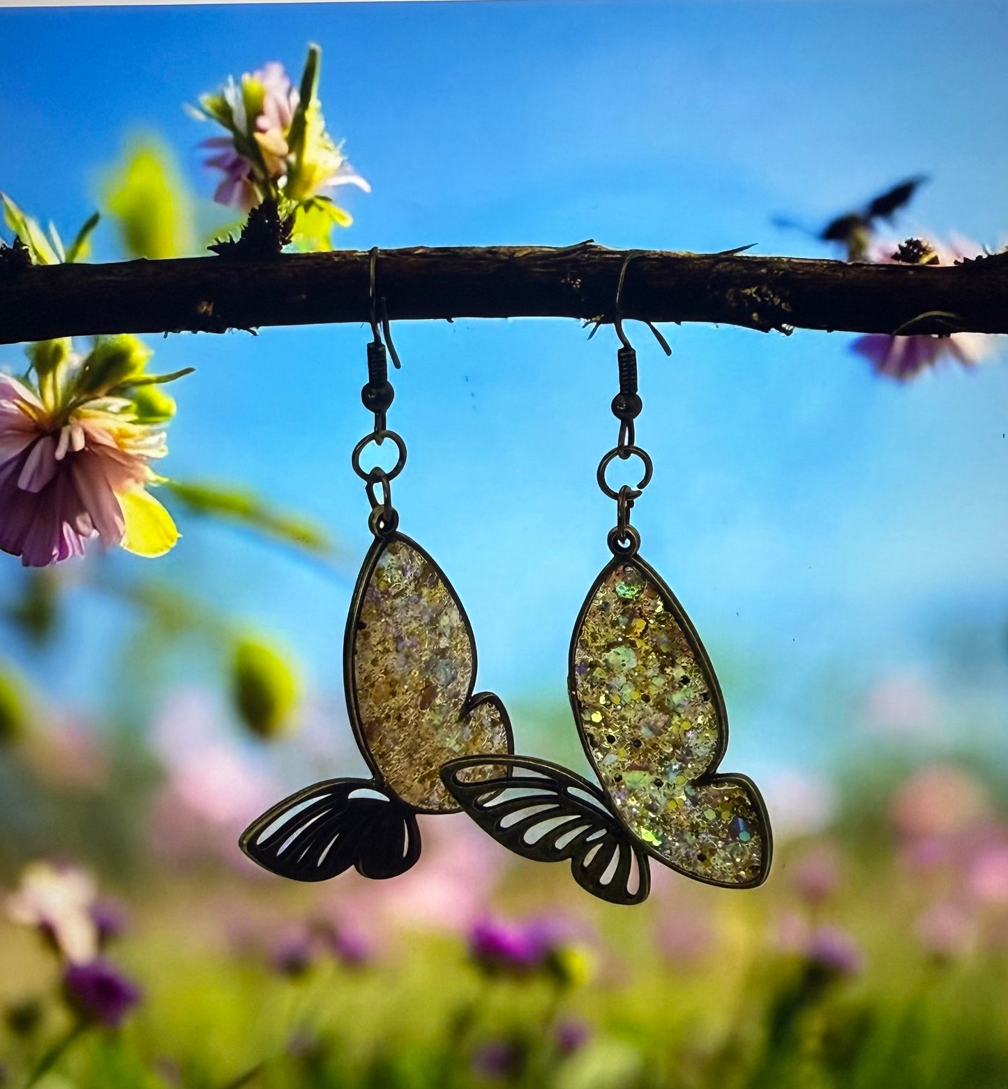 Open Bezel Butterfly Bronze Sparkle
