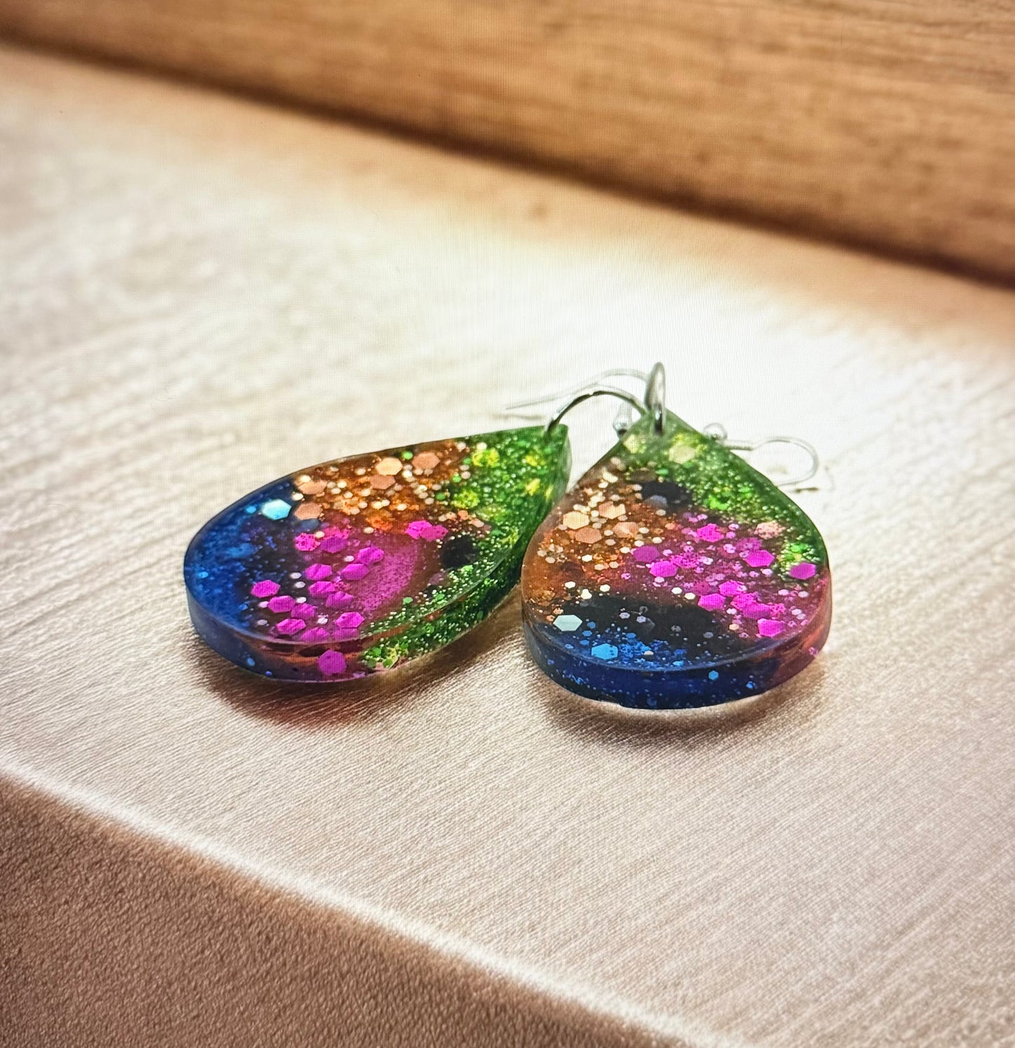 Rainbow Black Sparkle Drop