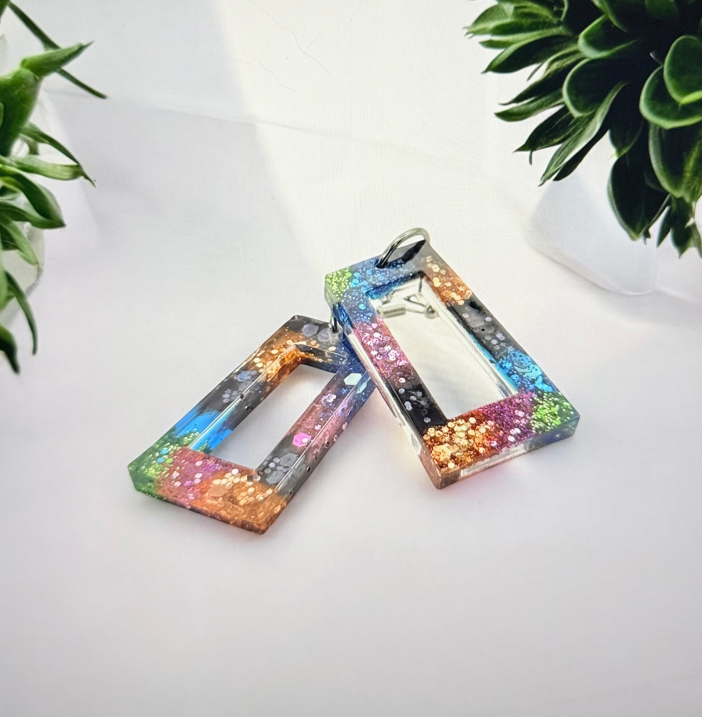 Rainbow Black Open Rectangle