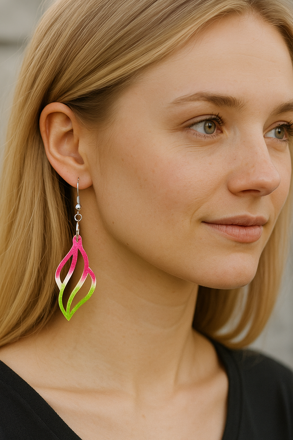 Pink White Green Curl