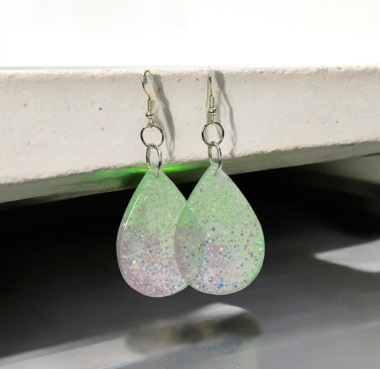 Green Pink Sparkle Drop Oval