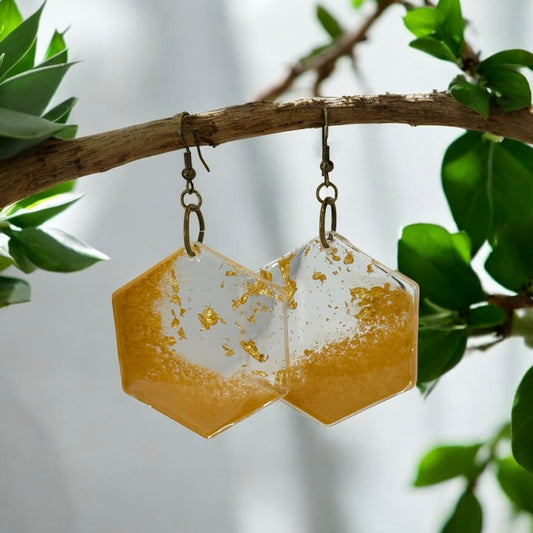 Beige Gold Foil Hexagon