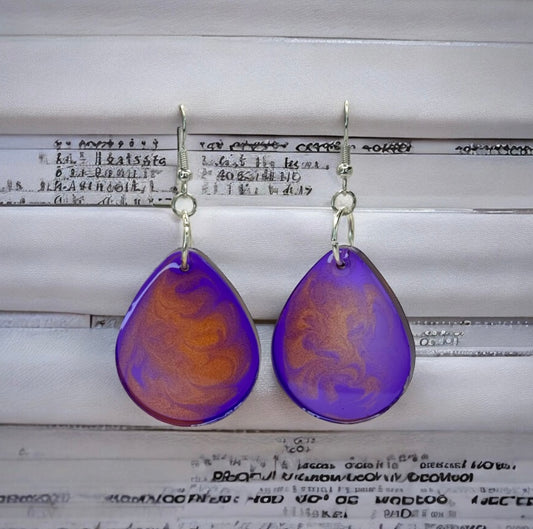 Purple Orange Swirl Drop Oval