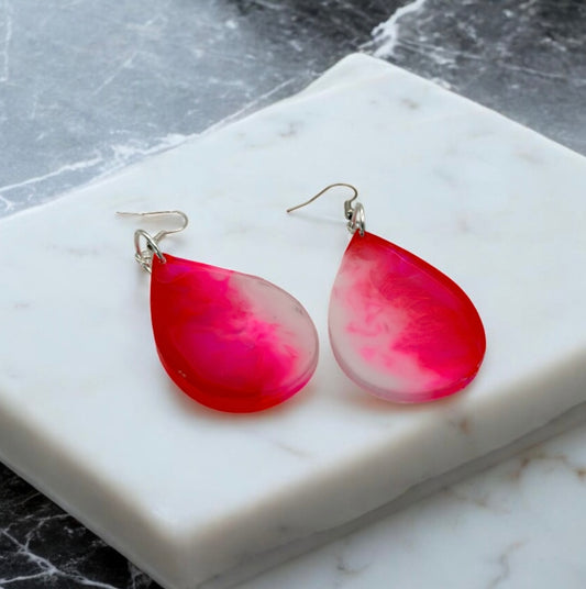 Pink White Drop Oval