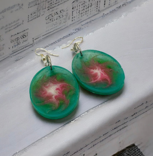 Green Pink Spiral Oval