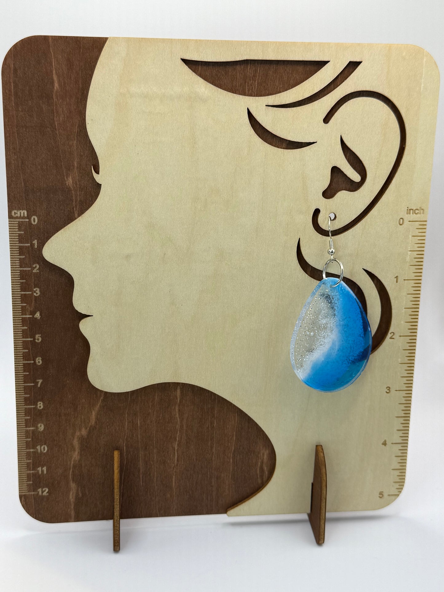 Blue White Sparkle Drop Oval