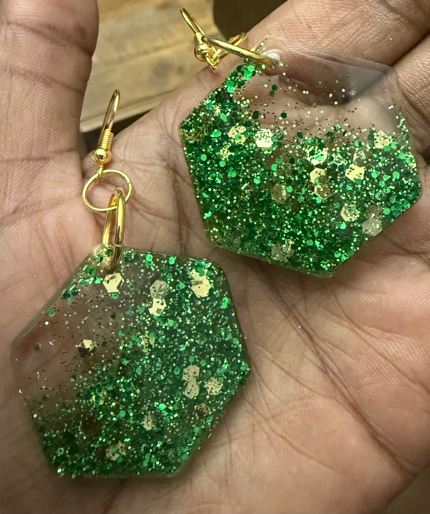 Green Hexagon Sparkle