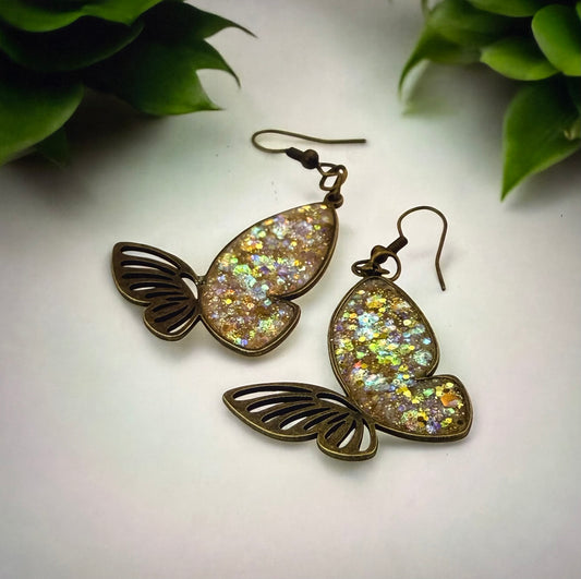 Open Bezel Butterfly Bronze Sparkle