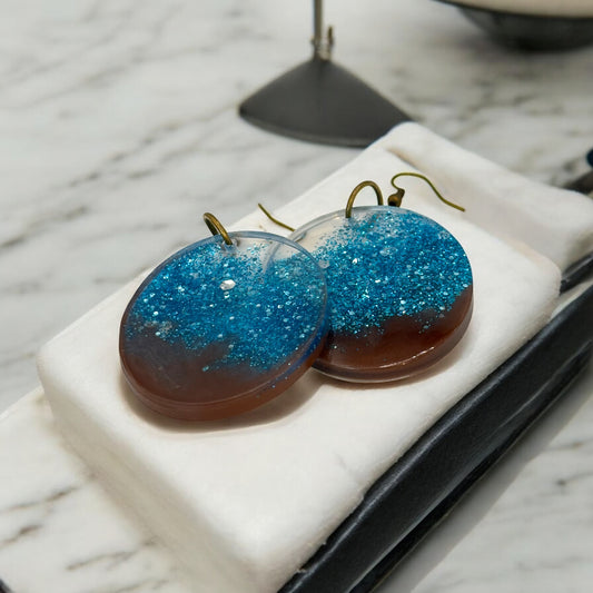 Blue Sparkle Brown Blend Oval